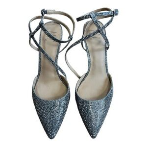 International Concept Lenii Silver Rhinestone  Ankle Strap Dress Shoes Size 8